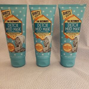 3 Dirty Works Detox Mud Masks w/ Kaolin, Green Clay, Blueberry & Willow Bark Ext